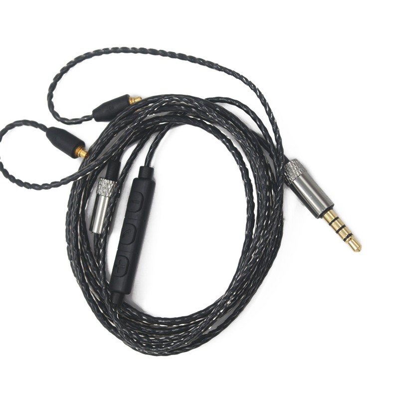 MMCX Audio Cable Cord Volume Control for Shure SE215/425/535/846 Black with Mic gallery