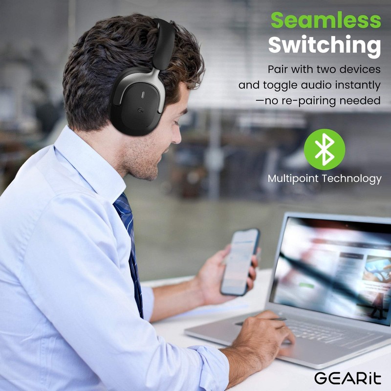 GEARit Over-Ear Bluetooth Headphones Hybrid ANC Multipoint Spatial Audio gallery