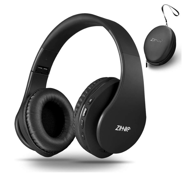 Zihnic Wireless Bluetooth Headphones, Black – New With Travelling Case
