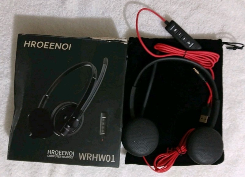 HROEENOI USB PC Headset with Noise Cancelling Microphone WRHW02