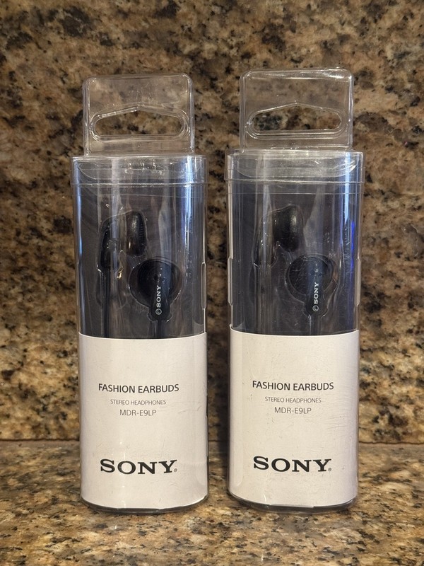 Sony MDR-E9LP Fashion Earbuds Stereo Headphones Black 2 Pairs