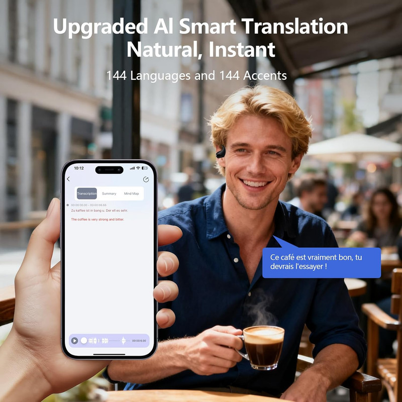 AI Open Ear Headphones Translation Earbuds, Real-Time 2-Way Language Translator gallery