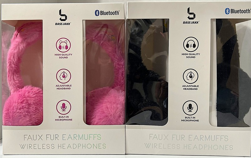 Lot of 2 Bass Jaxx Pink Cat Ears & Black Faux Fur Bluetooth Earmuffs Headphones