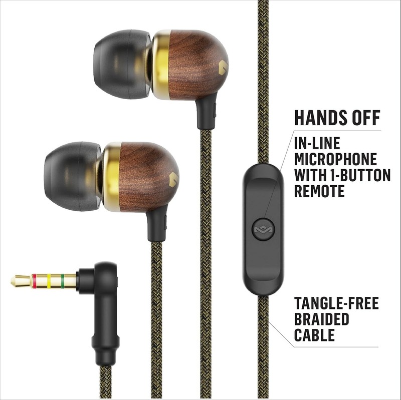 Wired Earphones with Microphone and Noise Isolating Design in Brass Finish gallery