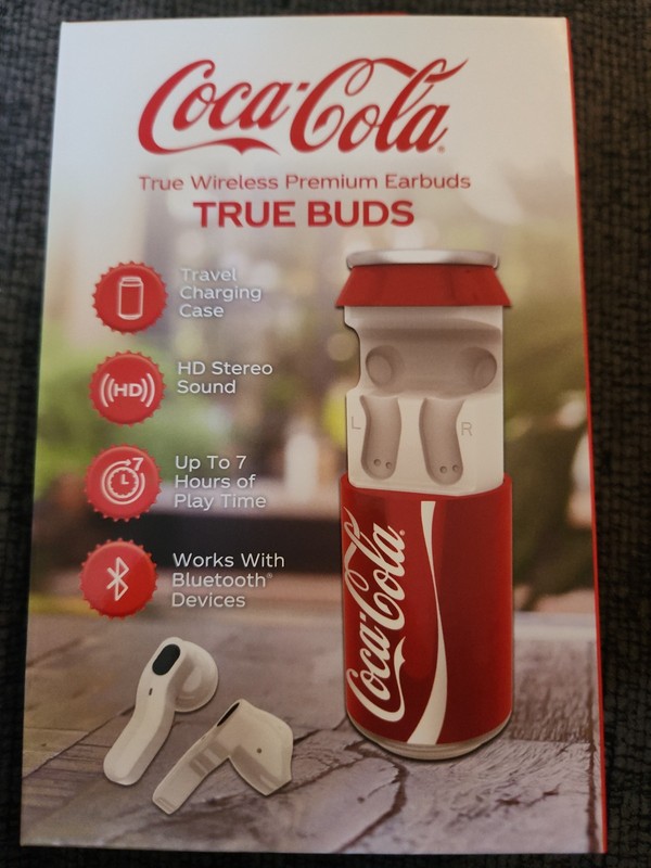 Coca-Cola True Wireless Bluetooth Earbuds w/ Can-Shaped Charging Case – New