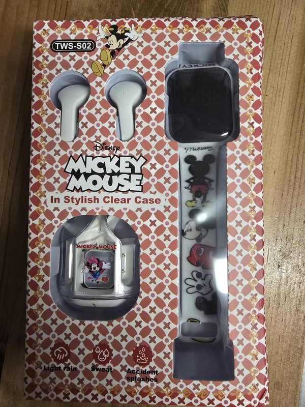 Disney Mickey Mouse TWS-S02 Wireless Water-Resistant Earbuds in Clear Case