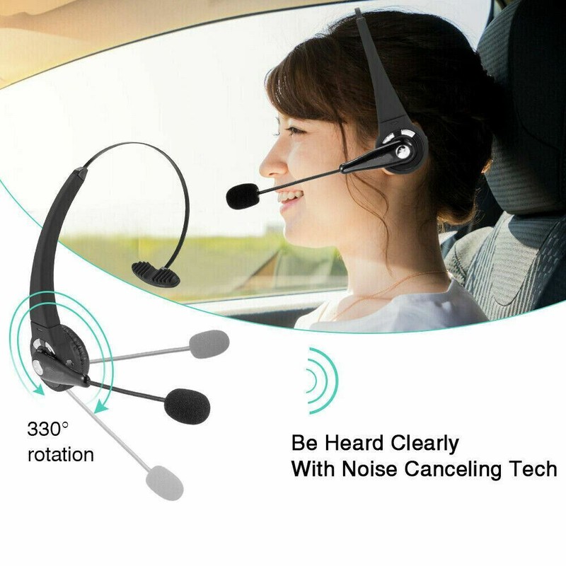 Wireless Headset Truck Driver Noise Cancelling Over-Head Bluetooth Headphones US gallery