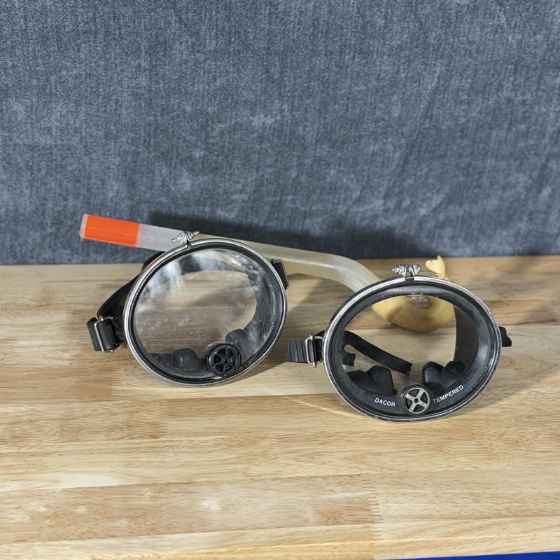 Vintage “Aqua-Lung” Diving Mask Lot Black Temper Glass Parts or Decor W/