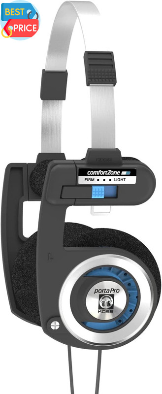 Porta Pro Classic On-Ear Headphones, Retro Style, 3.5Mm Wired Plug, Durable, Bla
