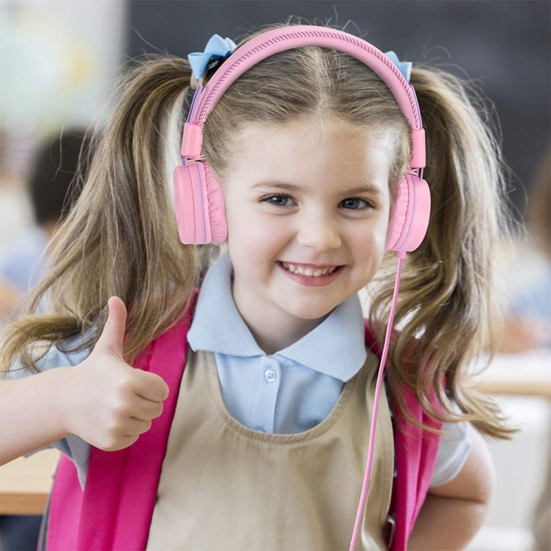 M1 Kids Headphones Wired Foldable Adjustable 3.5mm Jack Stereo Pink gallery