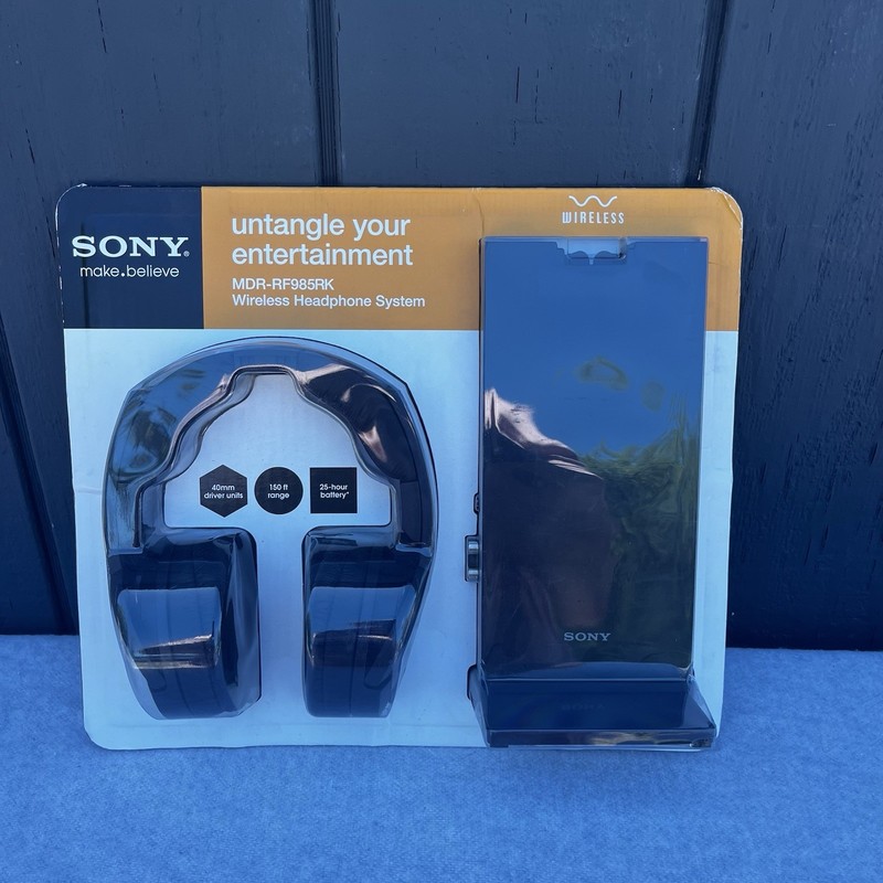 Sony MDR-RF985RK RF Wireless TV Headphones UHF Black Dock RCA/3.5mm