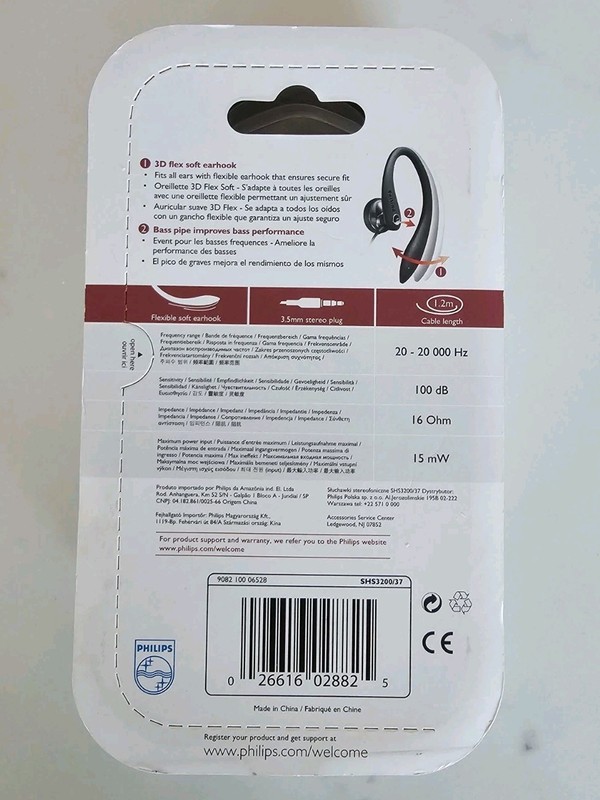 Philips SHS3200BK 37 Flexible Earhook Headphones, Black - 1.2M CABLE gallery
