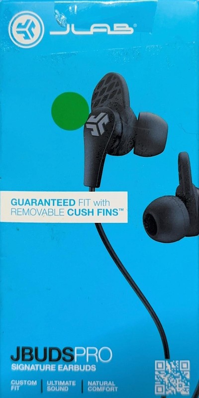 JLab Wired JBuds Pro with Universal Mic 3.5 mm TRRS Right-Angled – Black