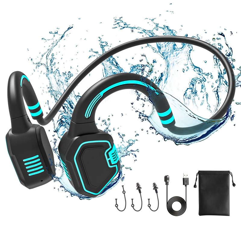 Bone Conduction Headphones Swimming Headphone – IP68 Waterproof Open Ear Head…