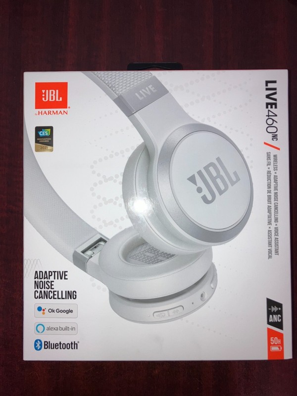 JBL Live 460NC Wireless Noise Canceling On-Ear Headphones White Sealed