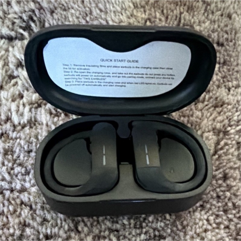 Black Wireless Bluetooth Ear-hook Earbuds with Charging Case 1LYVQ86BK