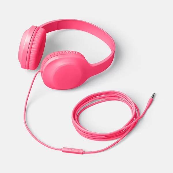 Heyday Wired On-Ear Headphones in Neon Pink New With Microphone gallery