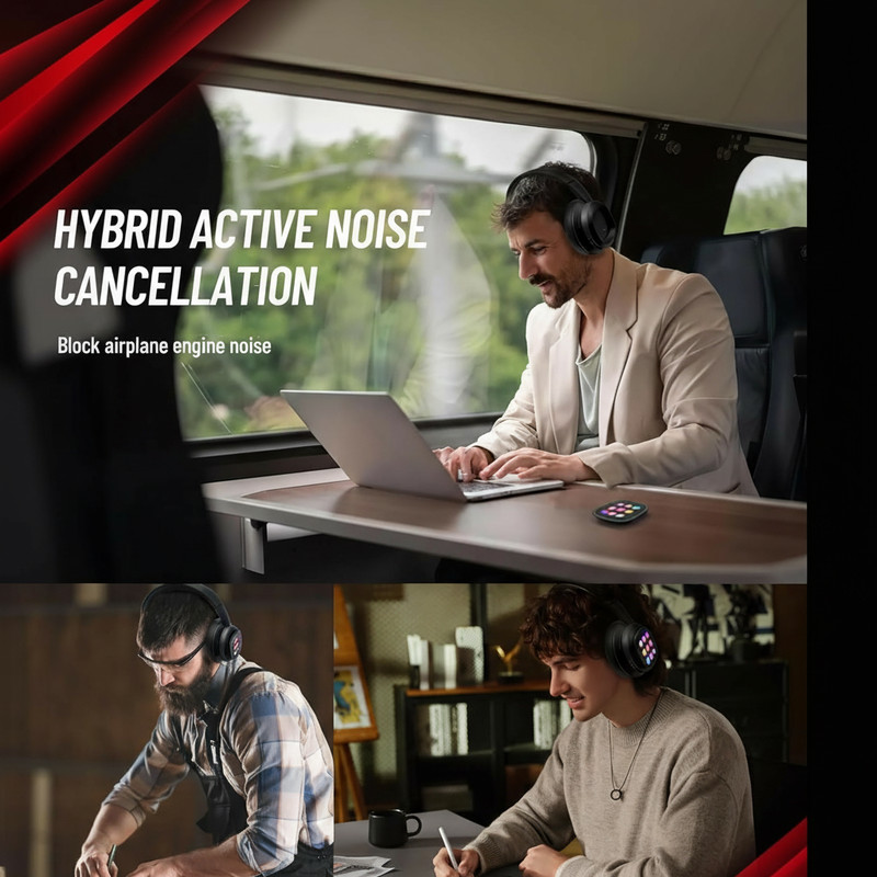 AI Headphones with Detachable Screen - 115-Language Real-Time Translation, Hy... gallery