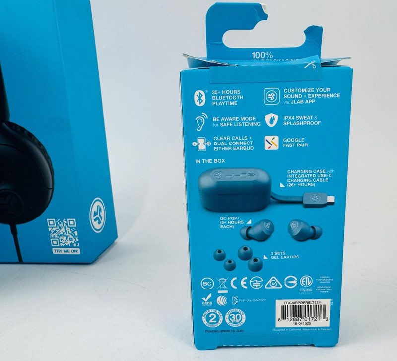 JLAB Studio2 Wired On-Ear Headphones (x2) & GoPOP+ True Wireless Earbuds Bundle gallery