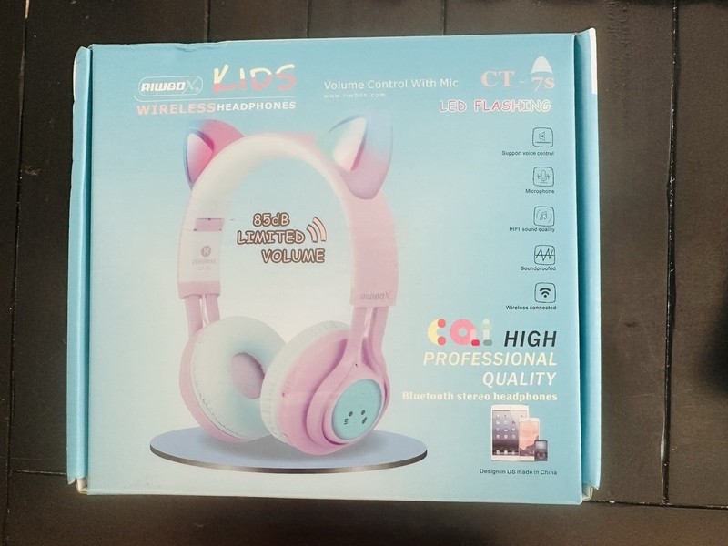 Riwbox Kids Wireless Headphones (2 Pairs: Purple/Green & Blue/Green)