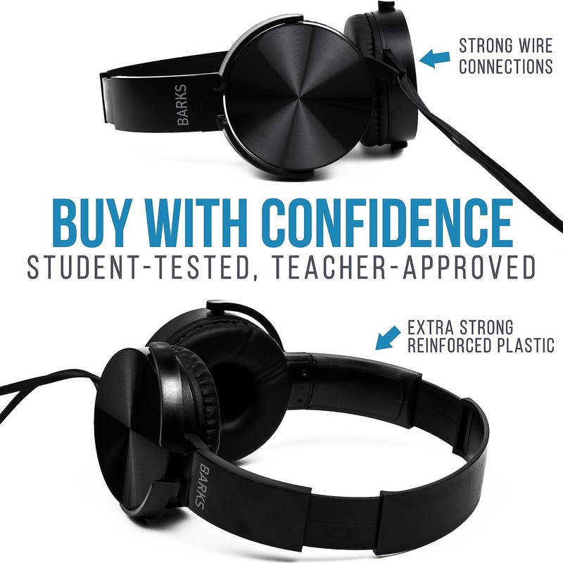 Classroom Headphones (10 Pack, Stealth) - On-Ear Premium Student Bulk Headpho... gallery
