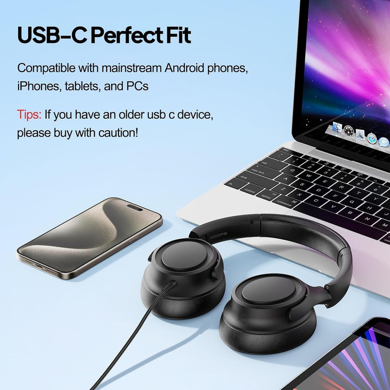 Wired Over-Ear Headphones with USB C Connector, Hi-Fi Stereo Sound, Noise-Isolat gallery