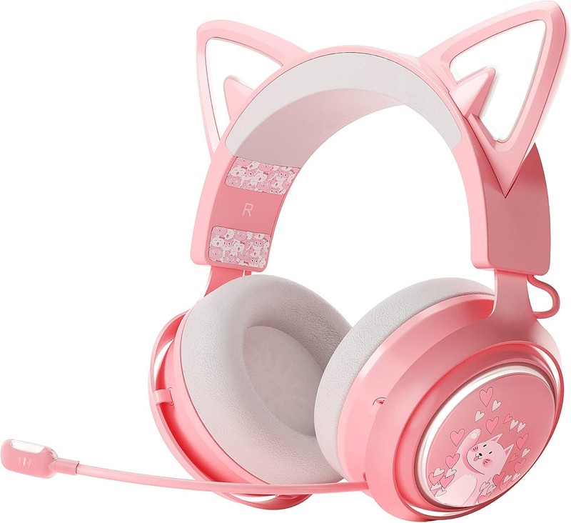 Wireless Cat Ear Headphones, Pink Gaming Headset Bluetooth 5.0 for Smartphone... gallery