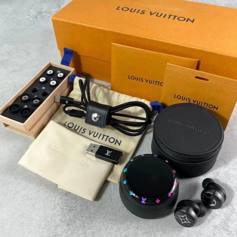 Louis Vuitton QAB210 Horizon Light-Up Black Wireless Earphones Acetate 064152
