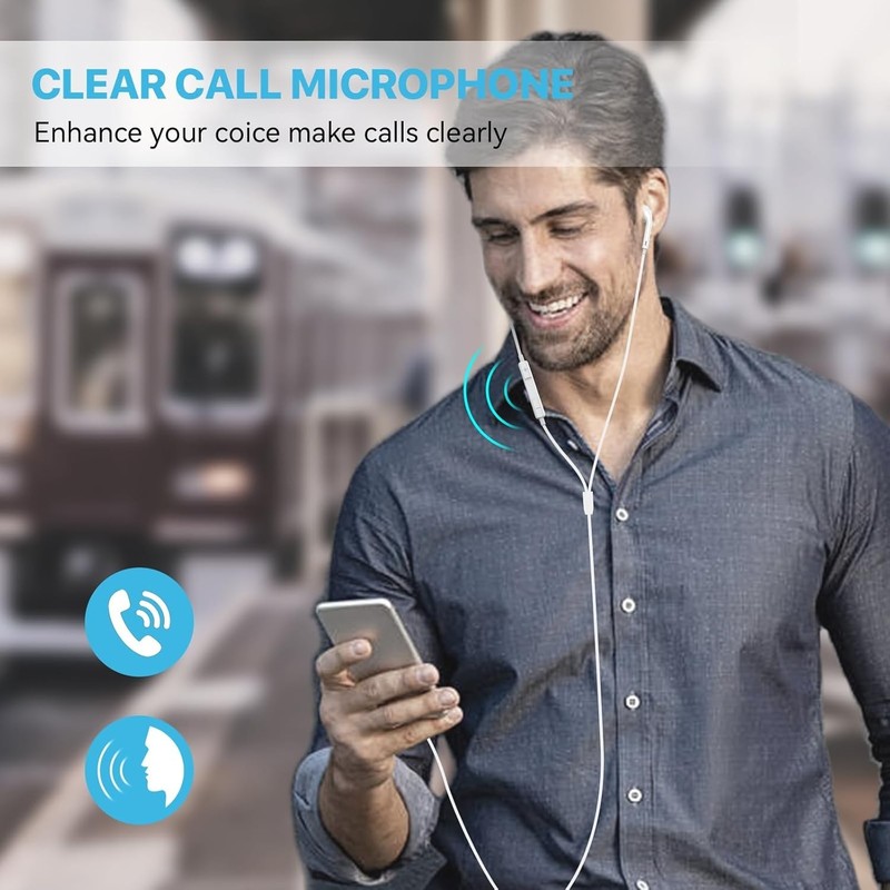 Ergonomic Semi-In Ear Wired Earbuds with Clear Sound & Remote Control - 2 Pack gallery