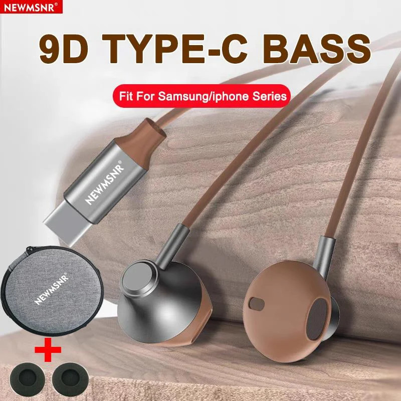 9D Surround Bass Type C&3.5Mm Headphones Wired Control Headset with HD Mic Earbu gallery