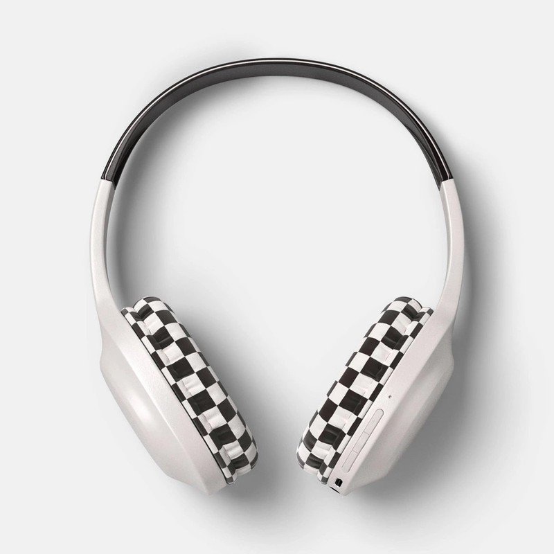 Wireless Built-in-Microphone Headphones – Heyday™ Brown Checkered: on-Ear, USB-C