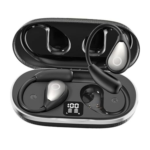 Open Ear Earbuds Wireless Bluetooth Headphones, 60Hrs Playtime, Stereo Black