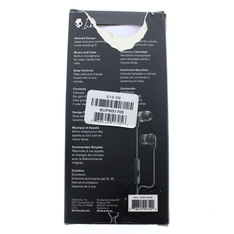 Skullcandy Ink'D+ The Original Essential Wired In-Ear Headphones Black Brand New gallery