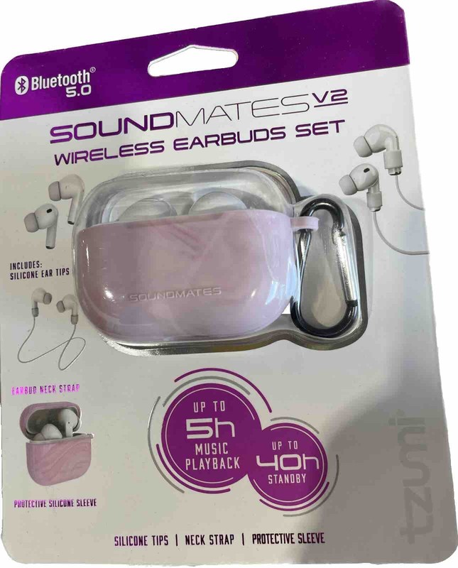 Sound Mates V2 Wireless Stereo Earbuds Set – Pink