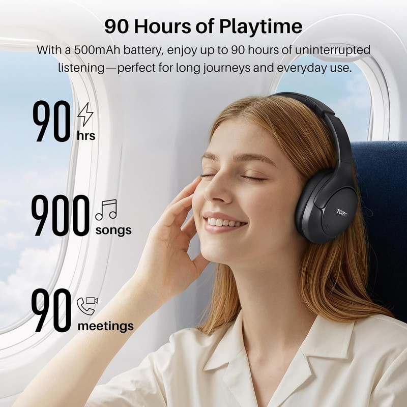 TOZO HT3 Hybrid Noise Cancelling Headphones, 90H Battery Life Wireless over Ear gallery