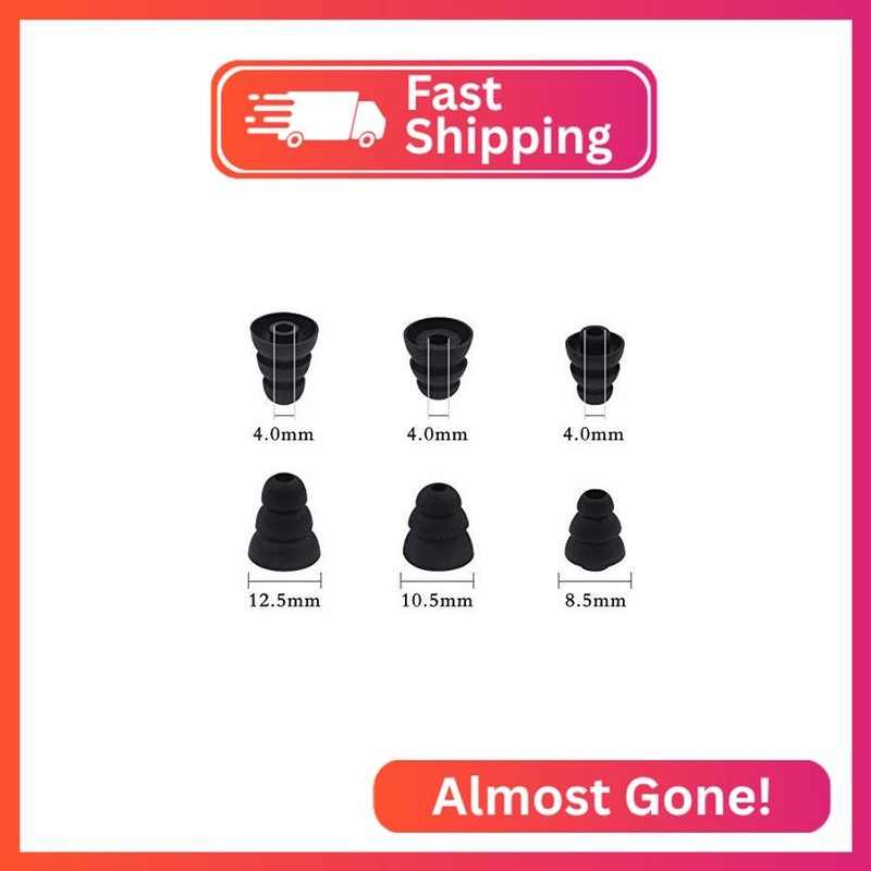 BLLQ 6 Pairs Replacement Triple Flange Conical Ear Tips Earbuds Eartips Silicone gallery