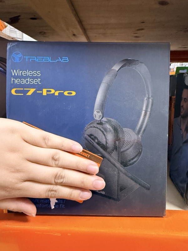 Treblab C7-Pro Noise Canceling Stereo Computer Headset, Bluetooth, Black