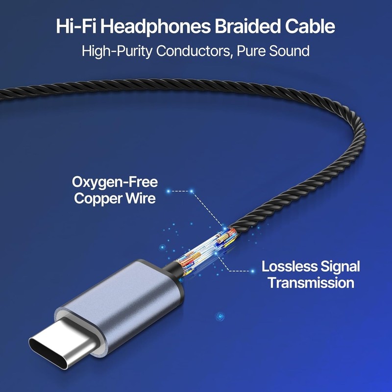 EP09 Hi-Fi Stereo USB C Headphones,Type C in-Ear Wired Earbuds with Deep Bass... gallery