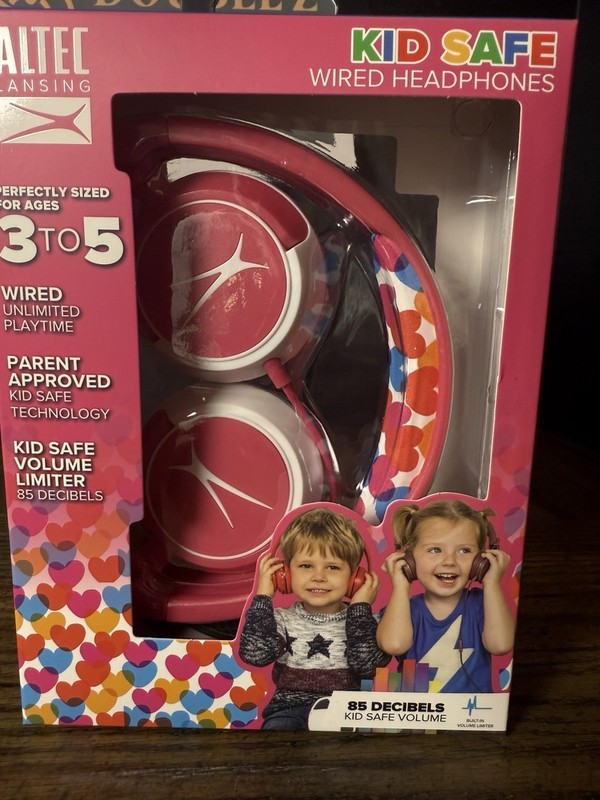 Kid Safe Pink Wired Headphones for Girls Ages 3-5 Volume Limiter BRAND NEW