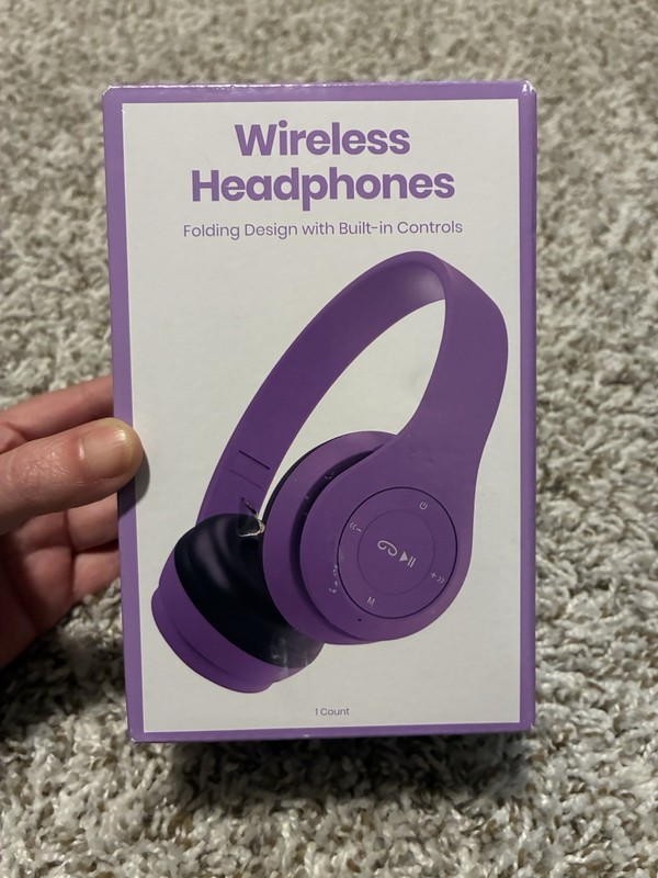 GEMS Over Ear Wireless Headphones Purple Built-In Mic Micro USB