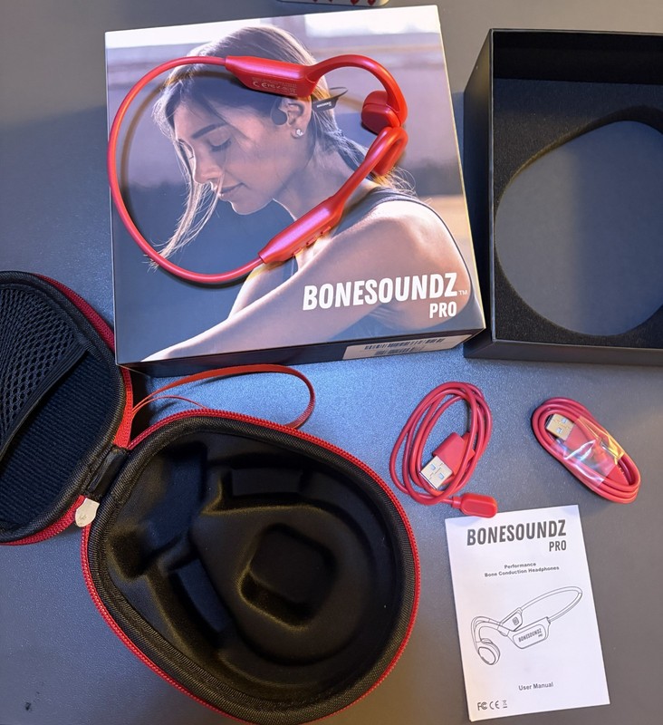 Bonesoundz Pro Bone Conduction Headphones Pink Waterproof Bluetooth Open Box gallery