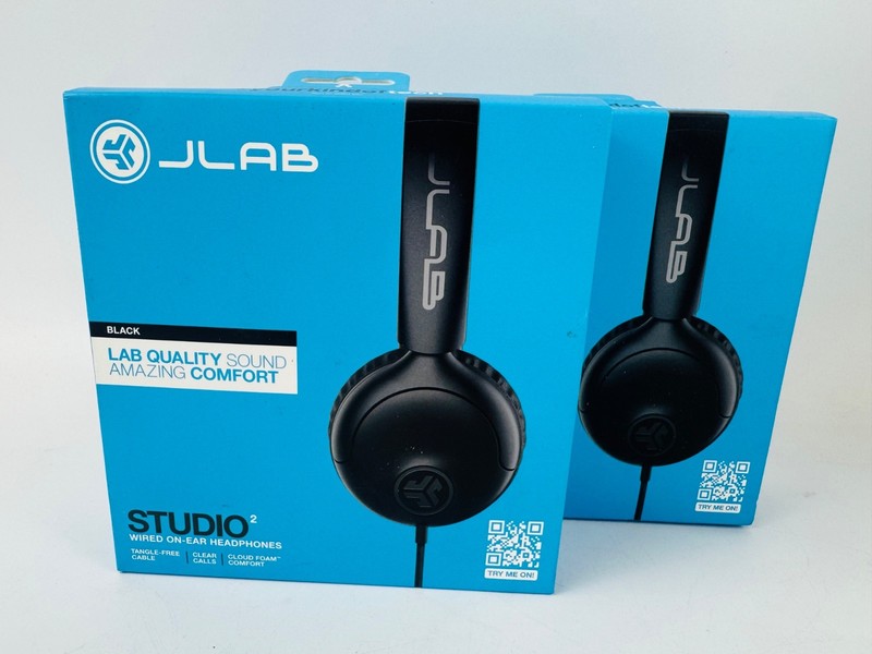 JLAB Studio2 Wired On-Ear Headphones (x2) & GoPOP+ True Wireless Earbuds Bundle gallery