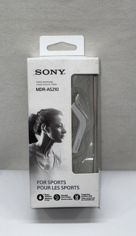 Sony Light Weight / Clip-On Stereo Headphones Model MDR-AS210 Water Resistant