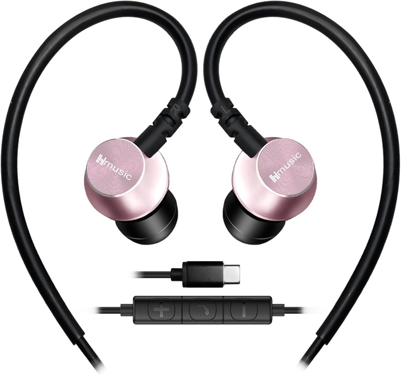 Sports Earbuds Wired with Microphone, USB Type C In-Ear Headphones with over Ear