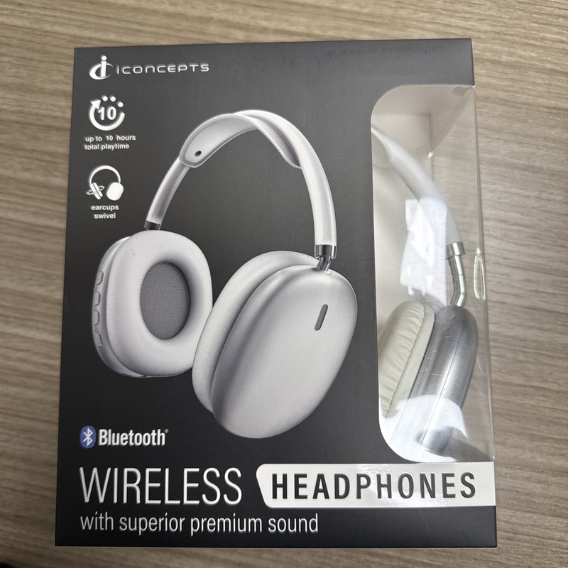 iConcepts Bluetooth Wireless Headphones Over Ear 10Hr Playtime Premium Sound Bla
