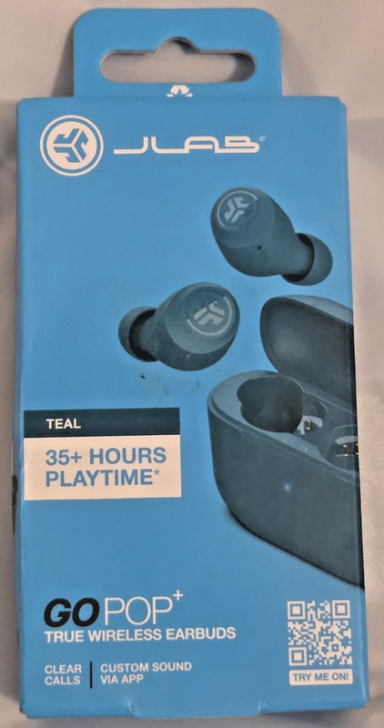 JLab Go Air Pop+ True Wireless Earbuds Bluetooth Headphones Mic Teal USB‑C