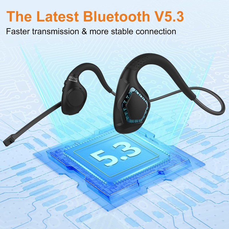 Open Ear Headphones with Mic, Bluetooth 5.3 Headset with DSP Noise Cancelling... gallery