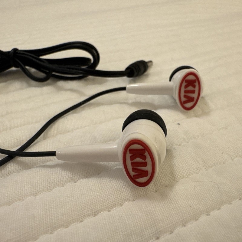 Kia Motors Ear Buds Earphones White Red Logo Wired