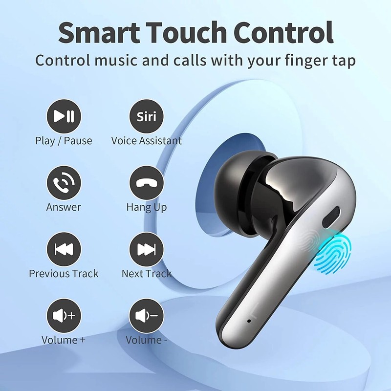 Wireless Earbuds: 60H Playback, LED Display, Waterproof, Mic – Perfect for Music gallery