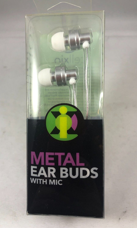 Cellxio Metal Ear Buds Headphones with Mic White – NEW
